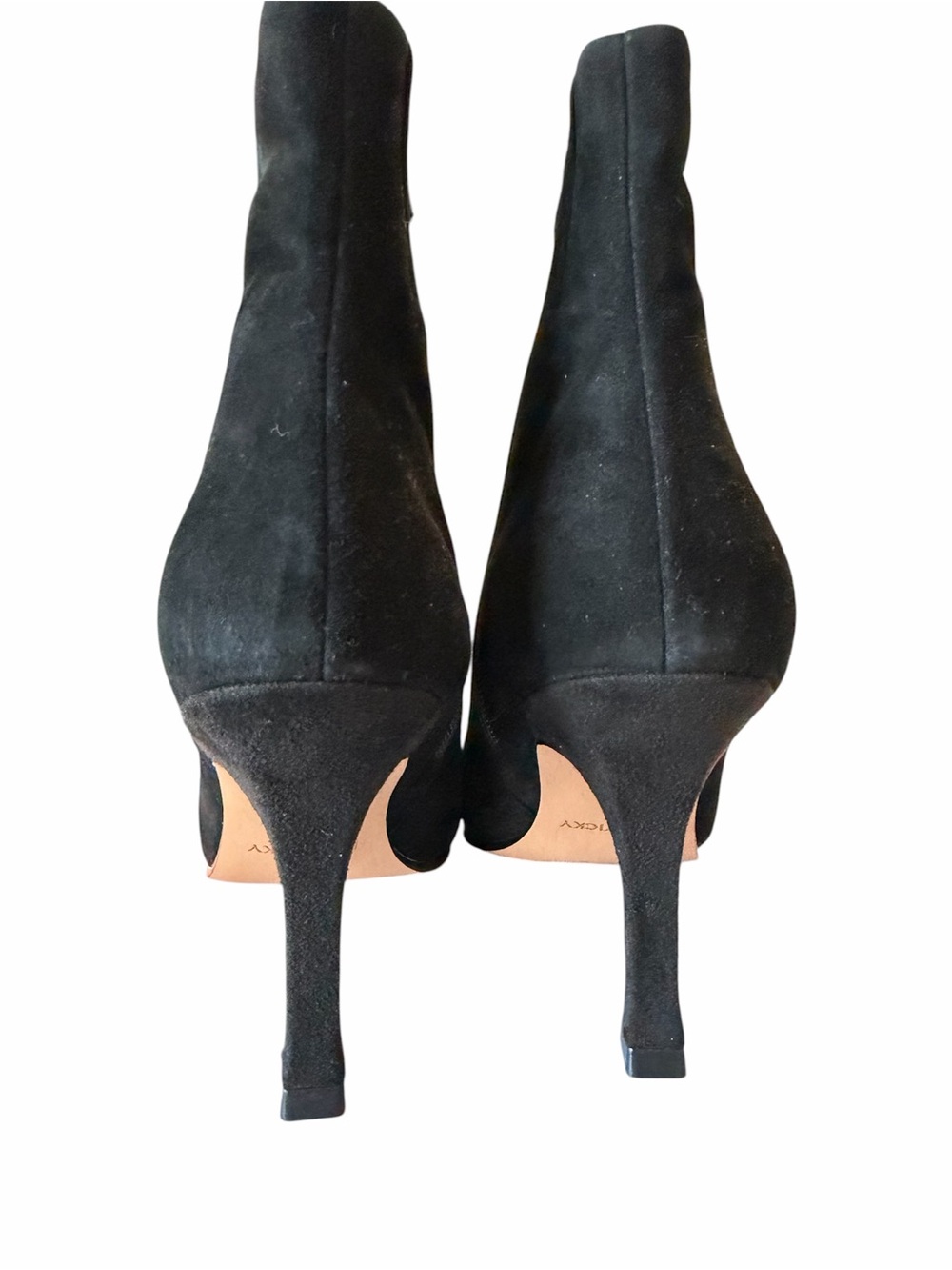 Women’s Black Suede Pointed-Toe Ankle Booties - Picture 5 of 9